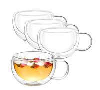 Wilmax - Verres thermiques avec anse - Lot de 4-300 ml - Verres à café à double paroi - Lot de verres à latte macchiato - Verres à cappuccino avec anse - Verres à thé - Verres à boire - Tasse thermo