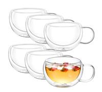 Wilmax - Verres thermiques avec anse - Lot de 6-400 ml - Verres à café à double paroi - Lot de verres à latte macchiato - Verres à cappuccino avec anse - Verres à thé - Verres à boire - Tasse thermo
