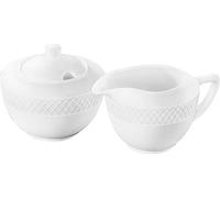 Wilmax WL-880112/2C Lot de 2 sucriers et Pots à Lait en Porcelaine Blanc