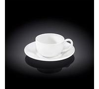 Wilmax WL-993002/2C Lot de 2 Tasses à café et soucoupes en Porcelaine Blanc Capacité 100 ML