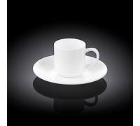 Wilmax WL-993007/2C Lot de 2 Tasses à café et soucoupes en Porcelaine Blanc Capacité 90 ML