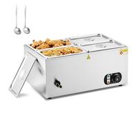 WILPREP Bain Marie Électrique Professionnel Bacs GN1/4 1500W Thermostat Réchauffeur d'Aliments Commercial en Acier Inoxydable avec Robinet Chauffe-Plat Buffet 30-85°C Températures Ajustables