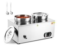 Wilprep Bain Marie Électrique Professionnel Bacs Ronds 7L 1500W Thermostat Réchauffeur d'Aliments Commercial en Acier Inoxydable avec Robinet Chauffe-Plat Buffet 30-85°C Températures Ajustables