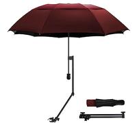 WILRAY UPF 50+parapluie réglable parapluie de golf avec pince universelle réglable pour chaises, sacs de golf, poussettes, fauteuil roulant, patio, parapluies portables, ouverture manuelle et