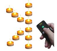 Wilrigir Lot de 12 bougies chauffe-plat sans flamme avec minuterie et télécommande Fausses bougies électriques avec ampoule jaune clair et vacillante