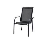 Wilsa Garden Fauteuil de Jardin Empilable en Alu et Textilène Noir - 602101