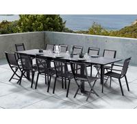 Wilsa Garden Salon de Jardin HPL Star : Table Extensible + 8 Fauteuils + 4 Chaises - 603910