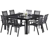 Wilsa Garden Salon de Jardin Carré WhiteStar : Table Extensible + 8 Fauteuils - 603070