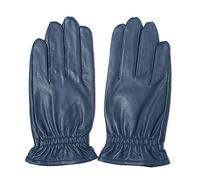 WILsem Gants en Cuir Hommes Cuir de chèvre Bleu équitation Conduite Pilote Gants Doigt Complet Coupe-Vent Hiver