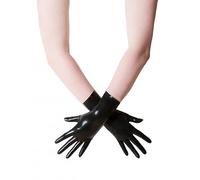 WILsem Gants en Latex Courts Unisexes sans Couture, Noirs et Rouges, Mitaines, Longueur du Poignet