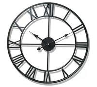WILsem Grande horloge murale moderne rétro ronde en métal fer nordique décoration de salon