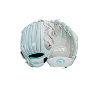 WILSON A200 EZ Catch Gant T-Ball Mixte Adolescent, Argenté/Blanc/Bleu Sarcelle, 25,4 cm
