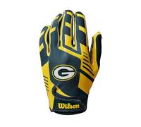 WILSON AD NFL Stretch Fit, Gants de Football, Ajustement Sûr et Tenue Sûre, Tissu Respirant, Performances Optimales, Équipe: Green Bay Packers, Couleur: Vert/Jaune, Taille Adulte