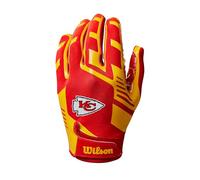 Wilson Gants de Football AD NFL Stretch Fit - Ajustement sûr, respirant - Chiefs Rouge/Jaune, Adulte
