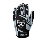 Wilson Gants de Football NFL Stretch Fit – Ajustement sûr Respirant – Las Vegas Raiders Noir/Argenté