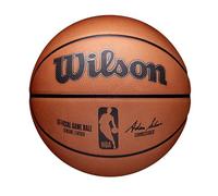 Wilson Ballon de Basket, NBA OFFICIAL GAME BALL, pour jeu en salle, Cuir, Taille : 7, Marron
