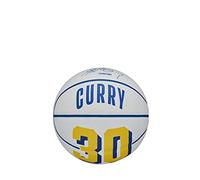 Wilson Ballon de Basket, NBA Player Icon Mini, Stephen Curry, Golden State Warriors, Extérieur et Hall de Sport, Taille: 3, Bleu/Jaune