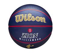 Wilson Ballon de Basket, NBA Player Icon Outdoor, Zion Williamson, New Orleans Pelicans, Extérieur et hall de Sport, Taille: 7, Bleu marine/Doré