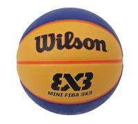 Wilson, Ballon de Basketball FIBA 3x3 Mini, Taille: 3, Bleu/Jaune, Caoutchouc, pour Intérieur et extérieur, WTB1733XB