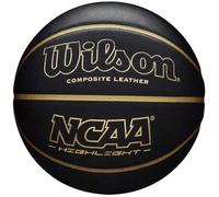 WILSON,Ballon de Basketball, NCAA Highlight, Noir/doré, Simili Cuir, intérieur et extérieur, Taille : 7, WTB067519XB07