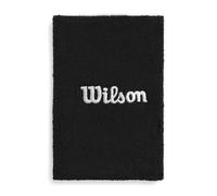 Wilson Bracelet Wide Terry, Couleur : Noir, Taille Unique | Bracelet Wide Terry en tissu très extensible, qui contrôle l'humidité pour un confort sans distraction
