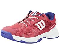 Wilson Chaussures de Tennis pour Filles, RUSH PRO JR QL, Rose/Blanc/Bleu, 34 2/3, Pour tout type de Courts, pour tous les types de Joueuses, WRS327900E025