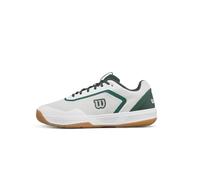 WILSON Courtglide Chaussures de Tennis pour Hommes, Ajustement Idéal, Confort Respirant, Traction Fiable, Absorption des Chocs, Couleur : Blanc/Sycamore /Gum1a, Taille : 9 1/2