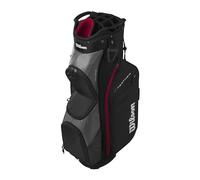 Wilson Feather Sac de Golf pour Chariot, avec Haut à 14 Compartiments et Neuf Poches, Noir/Gris/Rouge