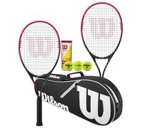 Wilson Federer Ensemble de raquettes de tennis doubles avec sac de raquette Wilson Advantage et 3 balles de tennis de championnat
