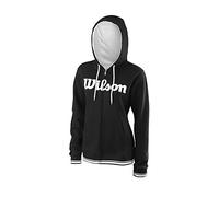 Wilson Femme Sweat-Shirt à Capuche, W TEAM SCRIPT FZ HOODY, Coton/Polyester, Noir/Blanc, Taille L, WRA766701