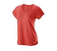 Wilson Femme T-Shirt, TRAINING V-NECK T-shirt, Polyester/Coton, Rouge (Hot Coral Heather), Taille XS, WRA775908XS