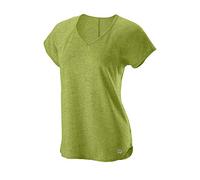 Wilson Femme T-Shirt, TRAINING V-NECK T-shirt, Polyester/Coton, Vert (Dark Citron Heather), Taille S, WRA775910SM