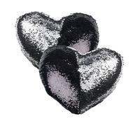 Wilson Gabor 2 coussins cœur paillettes et velours, coloris noir & argent