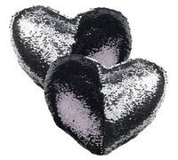 Wilson Gabor 2 coussins cœur paillettes et velours, coloris noir & argent