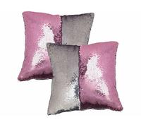 Wilson Gabor : 2 housses de coussin carrées, coloris rose & argent, 40 x 40 cm Rose G
