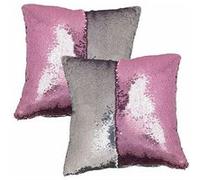 Wilson Gabor 2 housses de coussin carrées, coloris rose & argent, 40 x 40 cm