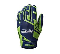 Wilson Gants NFL TEAM SUPER GRIP, Taille Unique pour Adolescents, Silicone/Lycra-Stretch, Seattle