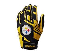 Wilson NFL Team Super Grip Gloves Unisex-Youth, Pittsburgh, M (YTH)