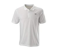 Wilson Homme Polo, Stripe Polo, Polyester, Gris Clair (Rocket) / Blanc, Taille S, WRA789701SM