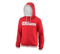 Wilson Homme Sweat-Shirt à Capuche, M TEAM SCRIPT FZ HOODY, Coton, Polyester, Rouge (Wilson Red)/Blanc, Taille L, WRA765904