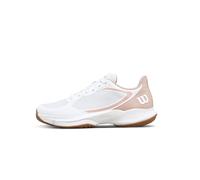 WILSON Hurakn Lite Chaussures de Padel pour Femme, avec Semelle Pro Torque pour Une Stabilité Légère, Blanc/Argent, Taille 3.5