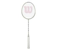 Wilson Impact, Raquette de Badminton, Fabriquée avec Un Cadre en Composite Fusionné et Un Manche en Graphite, Puissance et Performance, Pré-cordée, Couleur : Gris, Blanc, Taille : 2