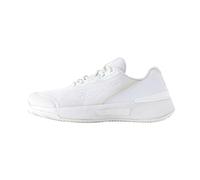 Wilson Intrigue Pro Chaussures de Tennis Femme, Adaptées aux Femmes, Stabilité Exceptionnelle, Maintien grâce à Un Talon Ajusté, Adhérence Supérieure, Couleur : Blanc/Argent, Taille : 4.5