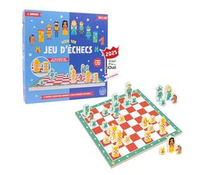Wilson Jeux - Mon 1er Jeu d’Échecs - Grand Prix du Jouet 2025 - Initiation ludique et éducative aux échecs - Plateau en Bois 30 cm avec déplacements des pièces indiqués au Dos