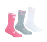 Wilson - Lot de 3 Paires de Chaussettes Mi-Hautes de Sport Fille Crew - Confort & Maintien - Bord Côte - Zone Aérée