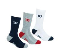 Wilson - Lot de 3 Paires de Chaussettes Mi-Hautes de Sport Garçon Crew - Confort Optimal - Bord Côte - Zone Aérée - Maintien Supérieur