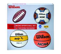Wilson Lot de ballons, Basketball, volleyball, football américain et football, Pour Enfants, MICRO SPORTS 4BALL KIT, Multicolore, X0544