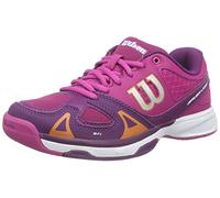 Wilson Mixte Enfant Rush Pro JR Chaussures de Tennis, Multicolore-Mehrfarbig (Fiesta Pink Dark Plumberry/CLEMENTIN), 32 2/3