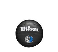 Wilson NBA Team Tribute, Mini Ballon de Basket, Canaux de Précision et Adhérence Dynamique, Stabilité à l'Air Améliorée, Approuvée NBA, Équipe: Dallas Mavericks, Couleur: Noir, Taille: 3