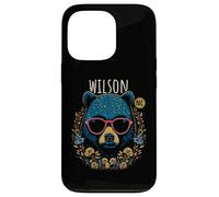 Wilson NC Ours Portant des Lunettes Motif Fleurs Coque pour iPhone 13 Pro